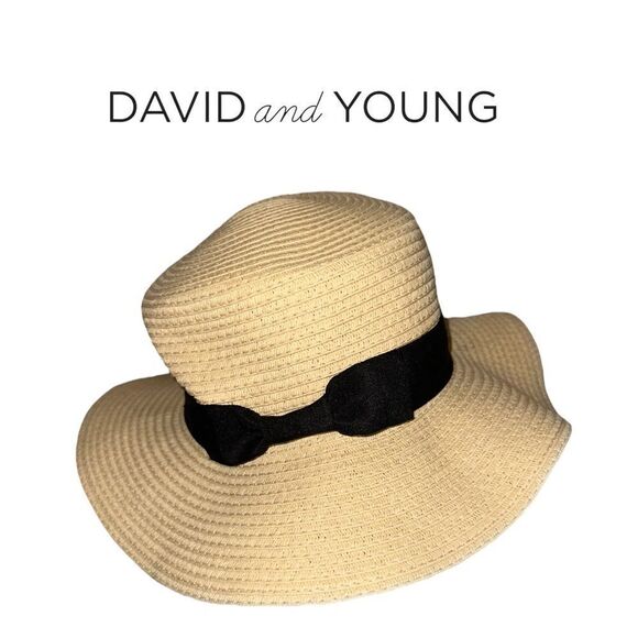 David & Young Paper Straw Panama Hat With Black Ribbon & Bow - Picture 1 of 13